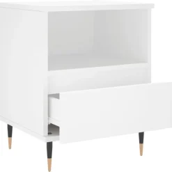 vidaXL Mesita de noche madera contrachapada 40x35x50 cm Blanco New
