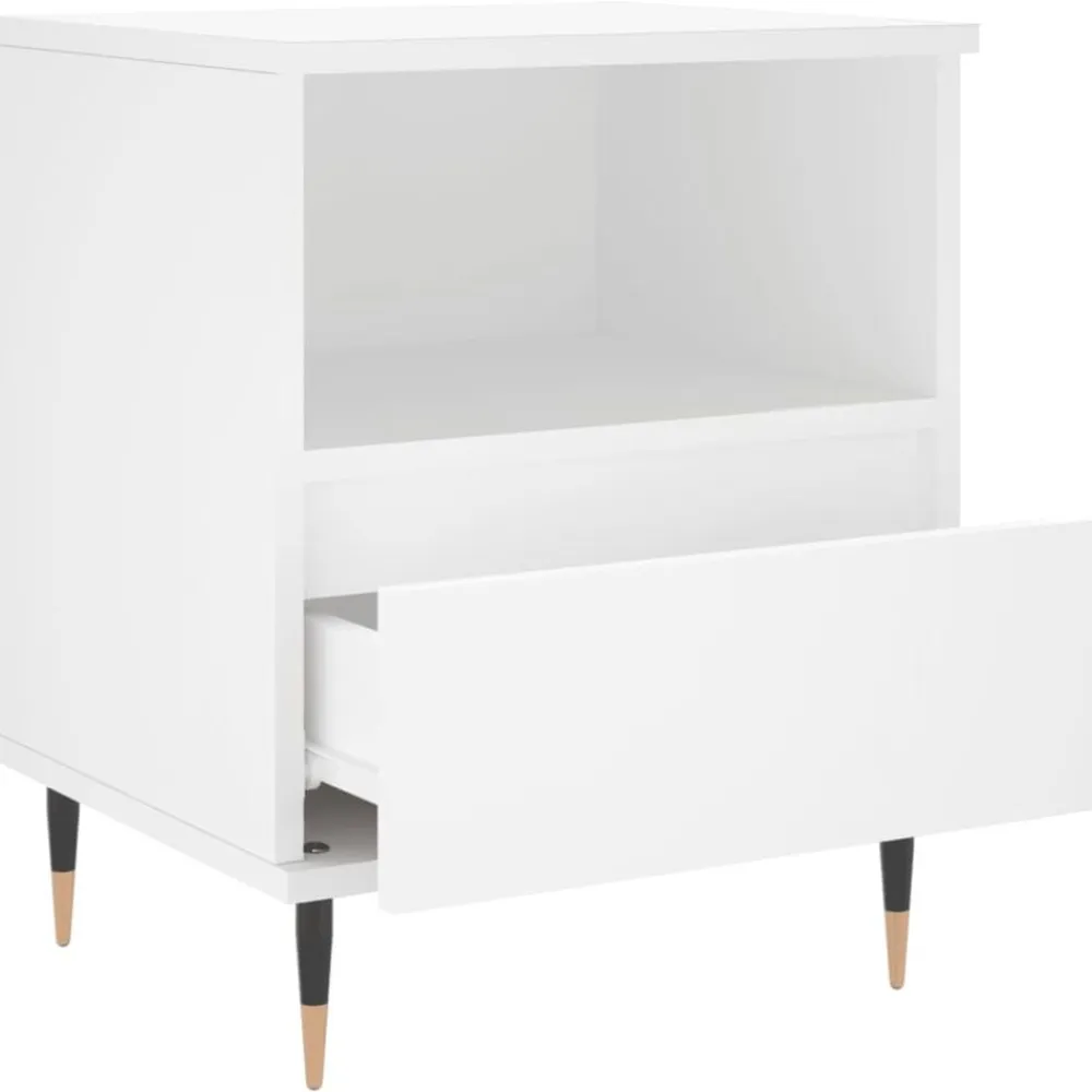 vidaXL Mesita de noche madera contrachapada 40x35x50 cm Blanco New