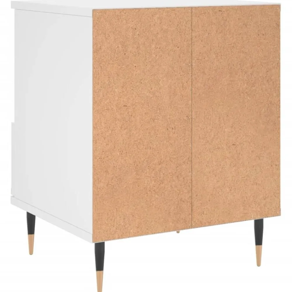 vidaXL Mesita de noche madera contrachapada 40x35x50 cm Blanco New