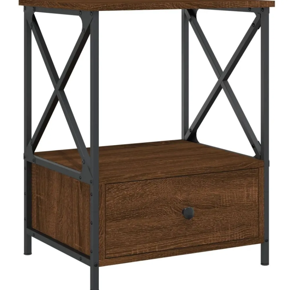vidaXL Mesita de noche madera de ingeniería marrón roble 50x41x65 cm Marrón roble New