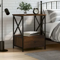 vidaXL Mesita de noche madera de ingeniería marrón roble 50x41x65 cm Marr&oacute;n roble New