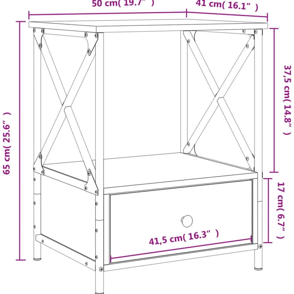vidaXL Mesita de noche madera de ingeniería marrón roble 50x41x65 cm Marrón roble New