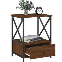 vidaXL Mesita de noche madera de ingeniería marrón roble 50x41x65 cm Marrón roble New