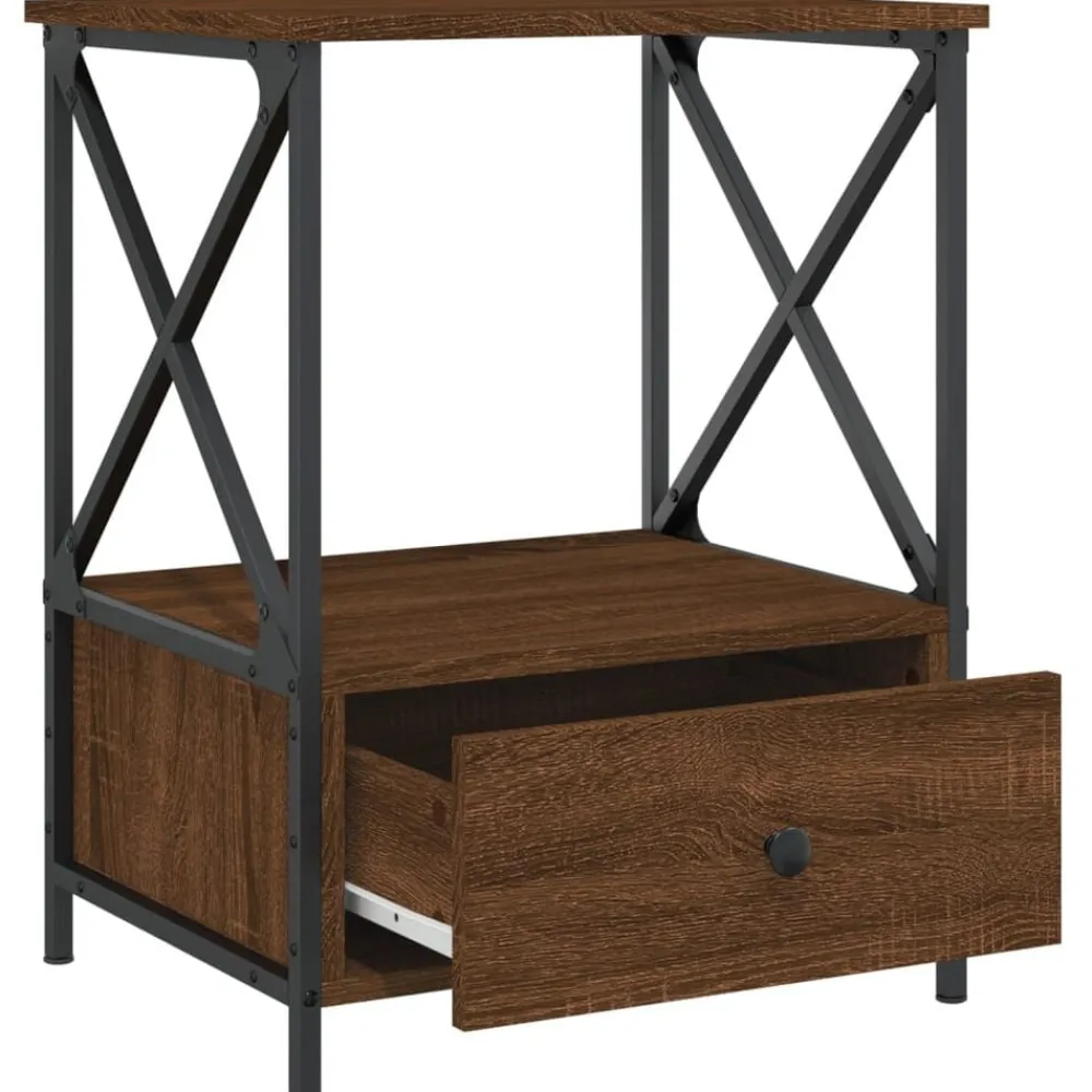 vidaXL Mesita de noche madera de ingeniería marrón roble 50x41x65 cm Marrón roble New