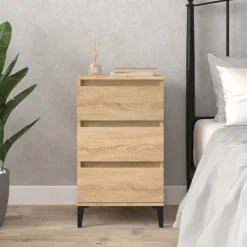 vidaXL Mesita de noche madera contrachapada 40x35x70 cm Roble Sonoma Best