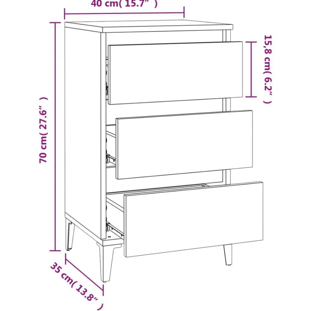 vidaXL Mesita de noche madera contrachapada 40x35x70 cm Roble Sonoma Best