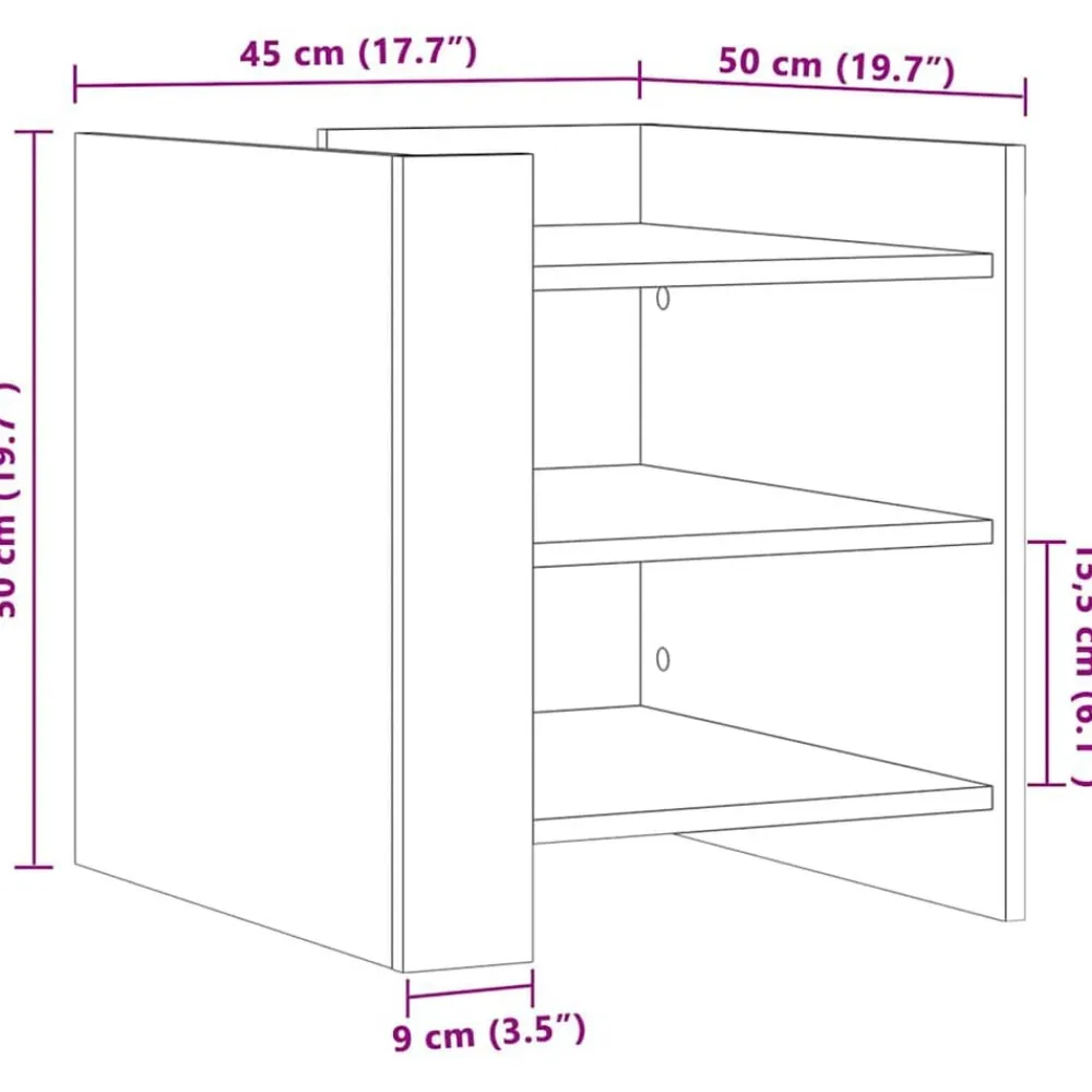 vidaXL Mesas-Mesita de noche madera de ingeniería 45x50x50 cm