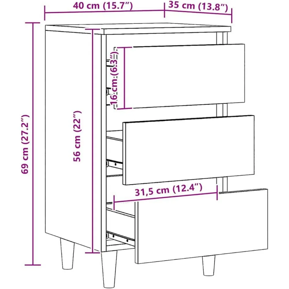 vidaXL Mesita de noche madera de ingeniería 40x35x69 cm Roble artisan