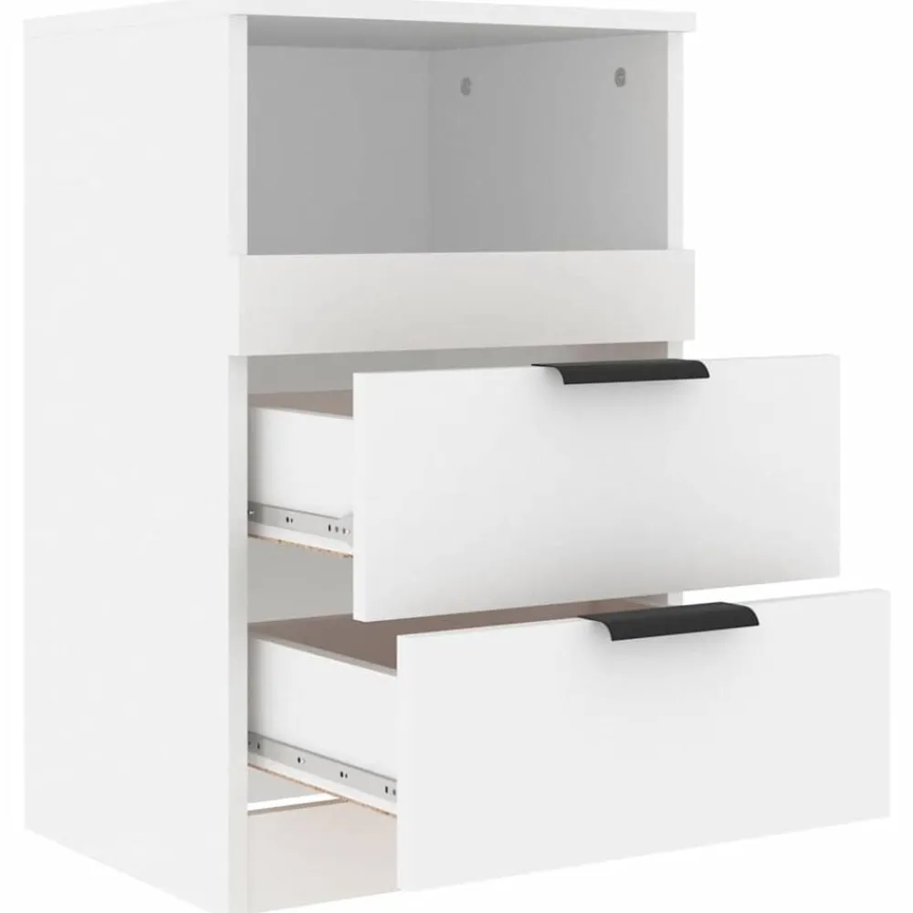 vidaXL Mesita de noche madera contrachapada Blanco Hot