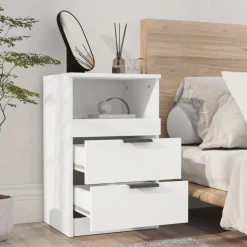vidaXL Mesita de noche madera contrachapada Blanco Hot