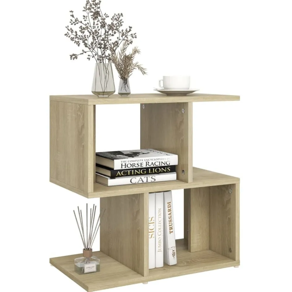 vidaXL Mesita de noche madera contrachapada 50x30x51,5cm Roble Sonoma New