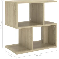 vidaXL Mesita de noche madera contrachapada 50x30x51,5cm Roble Sonoma New