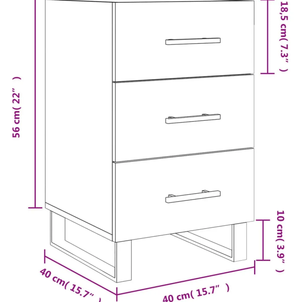 vidaXL Mesas-Mesita de noche madera de ingeniería gris hormigón 40x40x66 cm