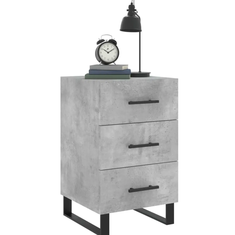 vidaXL Mesas-Mesita de noche madera de ingeniería gris hormigón 40x40x66 cm