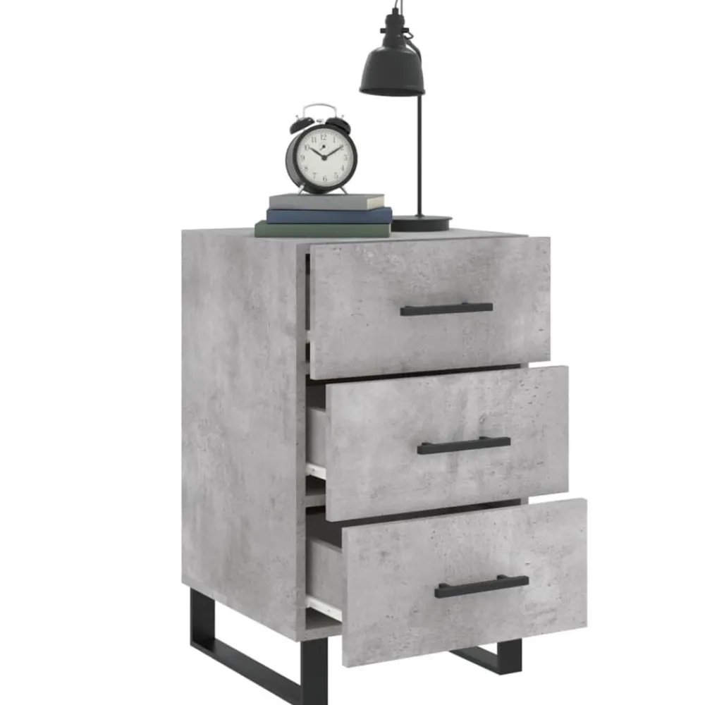 vidaXL Mesas-Mesita de noche madera de ingeniería gris hormigón 40x40x66 cm