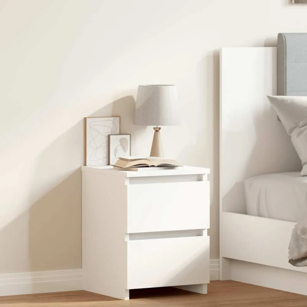 vidaXL Mesita de noche madera contrachapada 30x30x40 cm Blanco Best