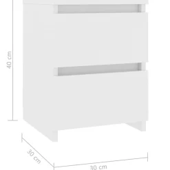 vidaXL Mesita de noche madera contrachapada 30x30x40 cm Blanco Best