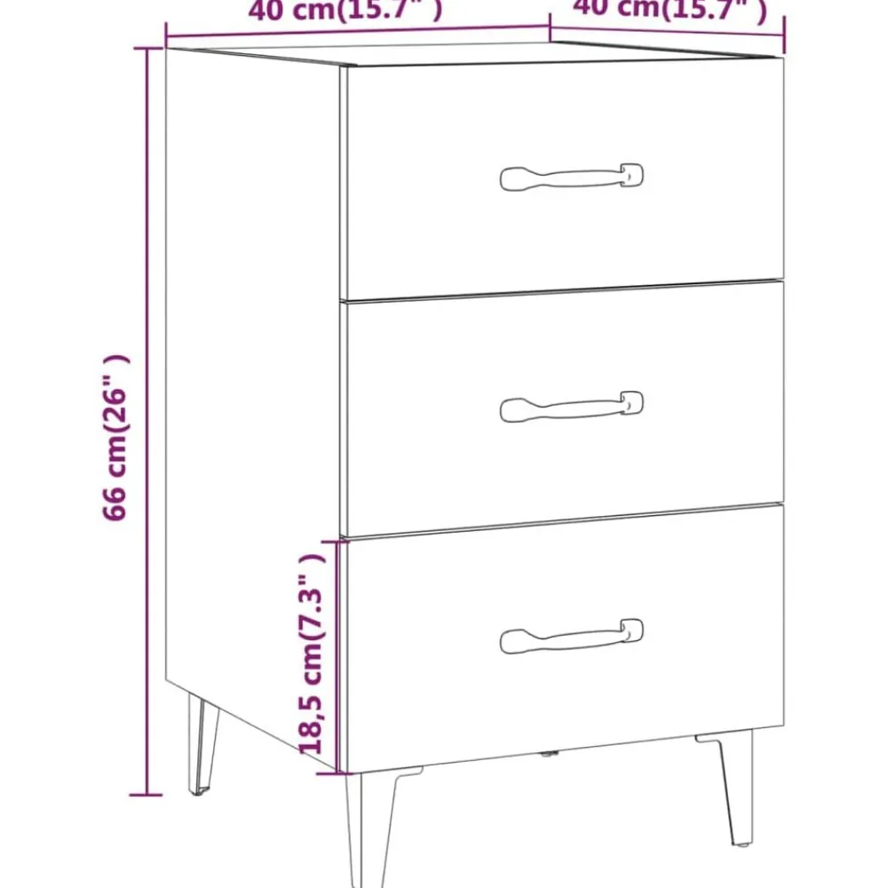 vidaXL Mesita de noche madera de ingeniería 40x40x66 cm Roble Sonoma Clearance
