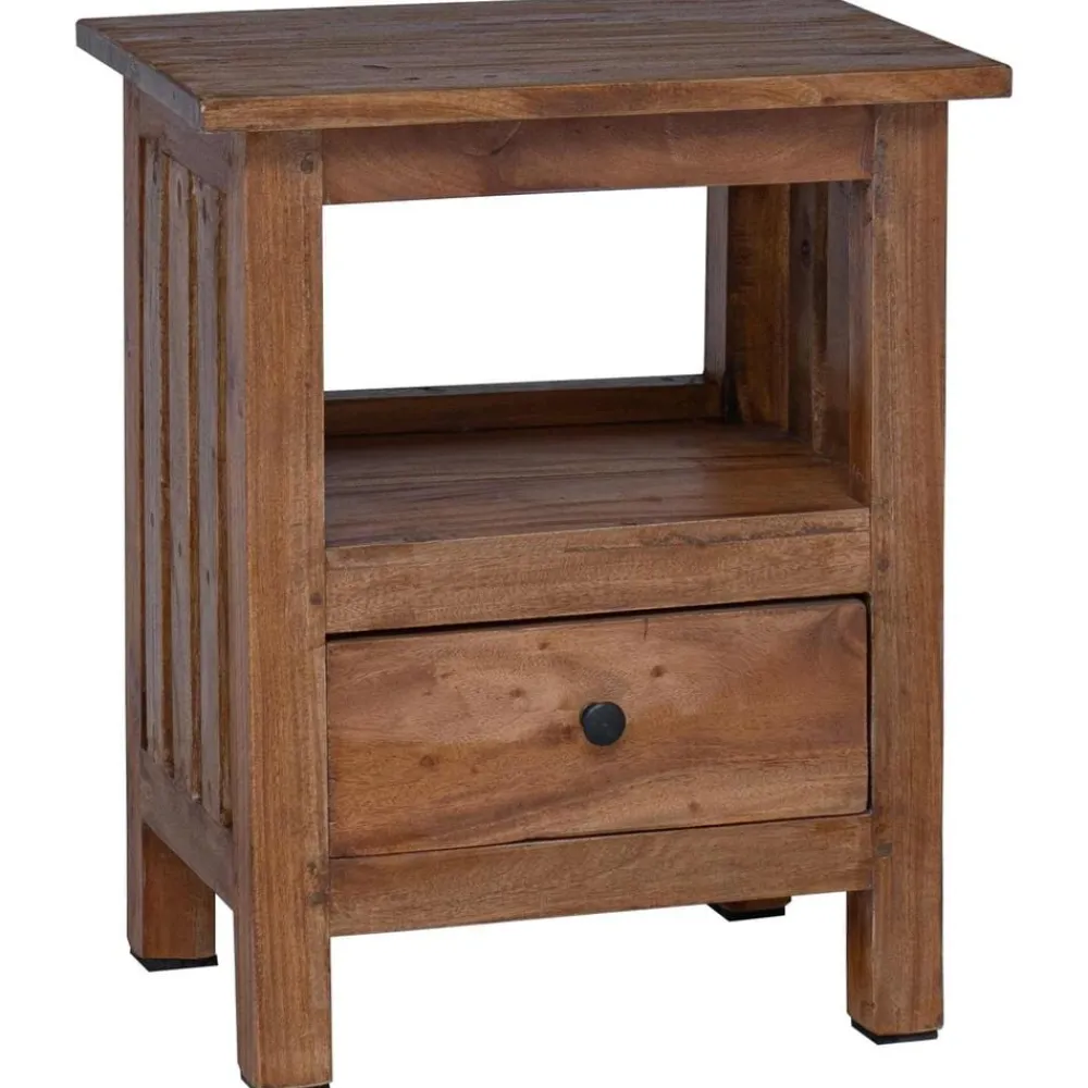 vidaXL Mesita de Noche Marrón 41 x 30 x 50 cm Madera de Caoba Sólida Clearance