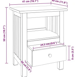 vidaXL Mesita de Noche Marrón 41 x 30 x 50 cm Madera de Caoba Sólida Clearance