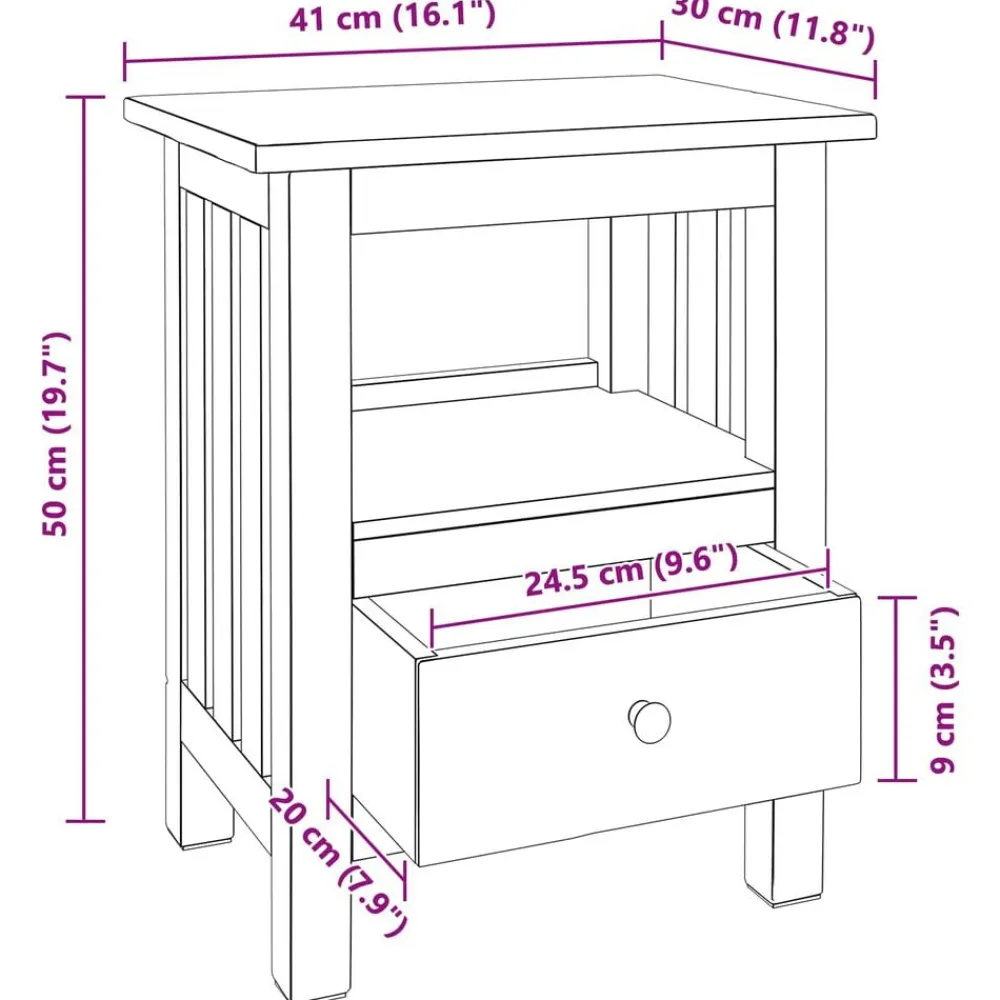vidaXL Mesita de Noche Marrón 41 x 30 x 50 cm Madera de Caoba Sólida Clearance