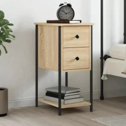 vidaXL Mesita de noche madera de ingeniería 32x42x70 cm Roble Sonoma Online