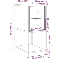 vidaXL Mesita de noche madera de ingeniería 32x42x70 cm Roble Sonoma Online