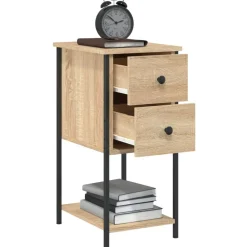 vidaXL Mesita de noche madera de ingeniería 32x42x70 cm Roble Sonoma Online