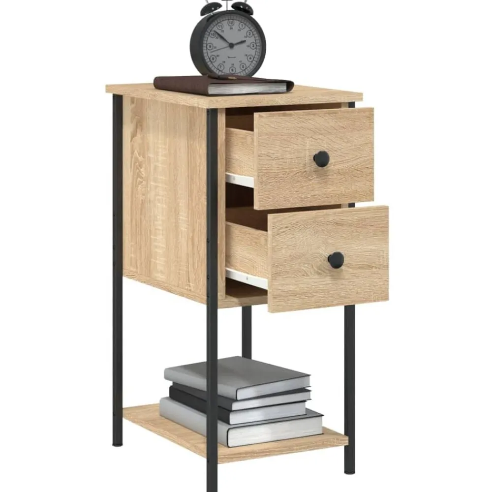 vidaXL Mesita de noche madera de ingeniería 32x42x70 cm Roble Sonoma Online