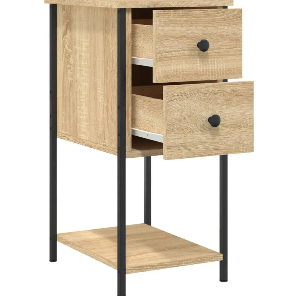 vidaXL Mesita de noche madera de ingeniería 32x42x70 cm Roble Sonoma Online