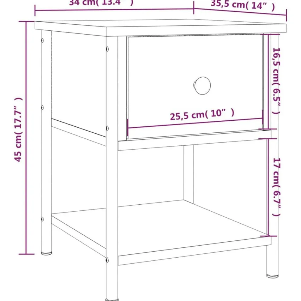 vidaXL Mesas-Mesita de noche madera de ingeniería 34x35,5x45 cm