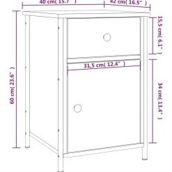 vidaXL Mesita de noche madera contrachapada 40x42x60 cm Gris sonoma Hot