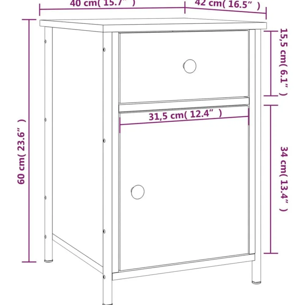 vidaXL Mesita de noche madera contrachapada 40x42x60 cm Gris sonoma Hot