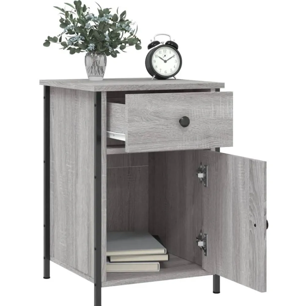 vidaXL Mesita de noche madera contrachapada 40x42x60 cm Gris sonoma Hot