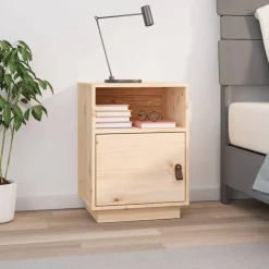 vidaXL Mesita de noche madera maciza de pino 40x34x55 cm Natural Sale