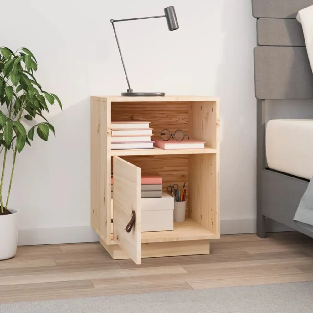 vidaXL Mesita de noche madera maciza de pino 40x34x55 cm Natural Sale