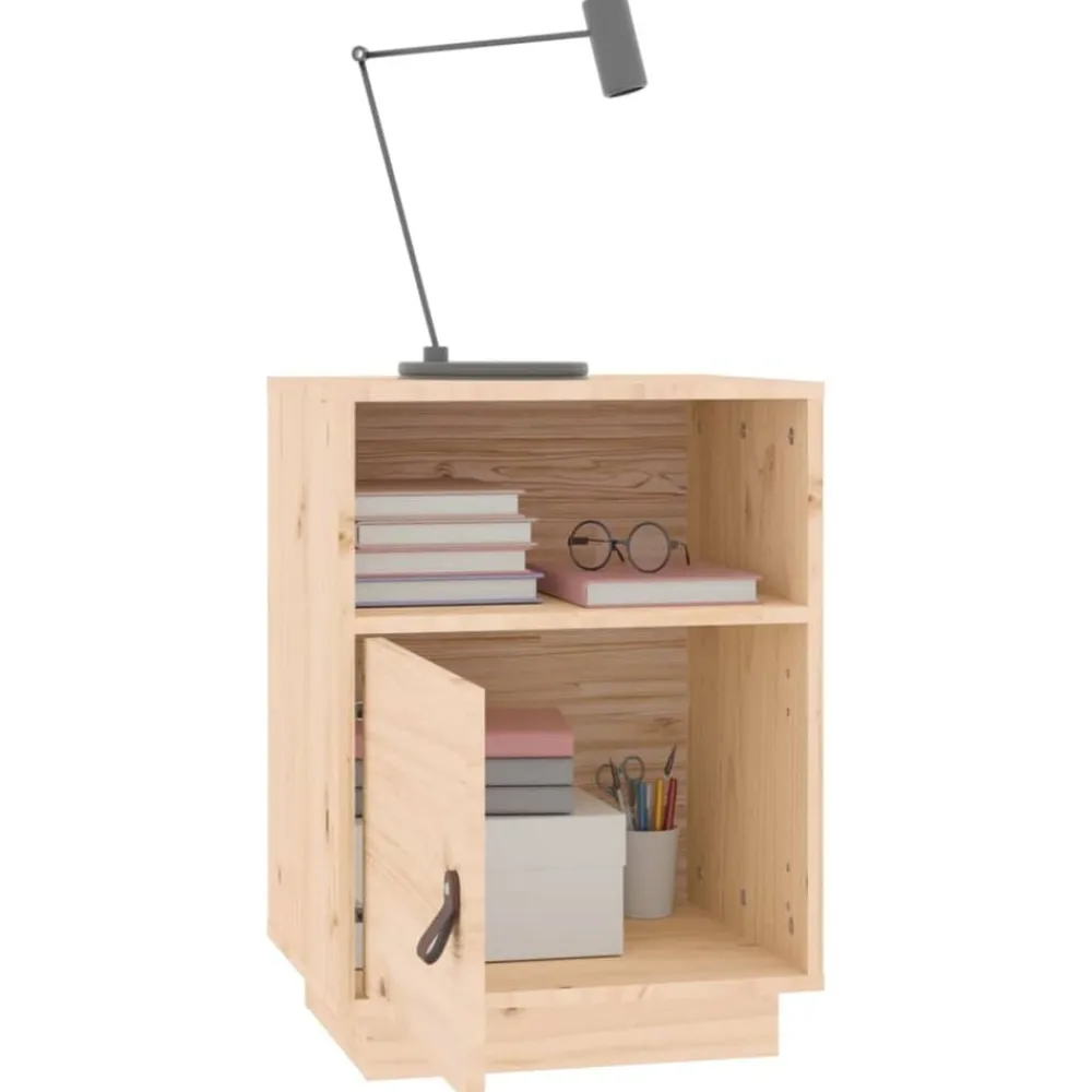vidaXL Mesita de noche madera maciza de pino 40x34x55 cm Natural Sale