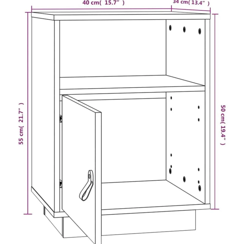 vidaXL Mesita de noche madera maciza de pino 40x34x55 cm Natural Sale
