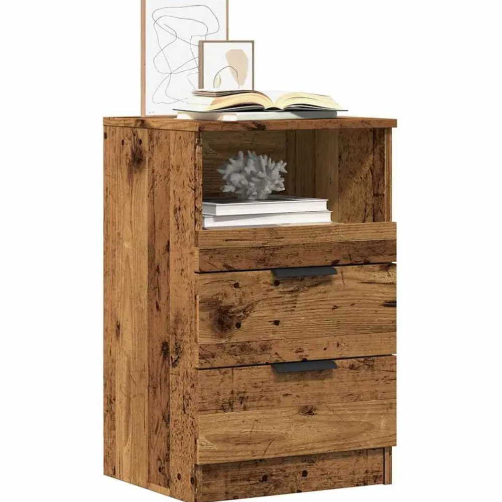 vidaXL Mesita de noche madera de ingeniería envejecida 40x36x65 cm Madera antigua Online