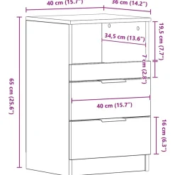 vidaXL Mesita de noche madera de ingeniería envejecida 40x36x65 cm Madera antigua Online
