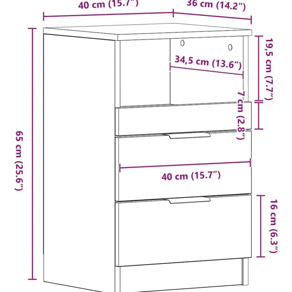 vidaXL Mesita de noche madera de ingeniería envejecida 40x36x65 cm Madera antigua Online