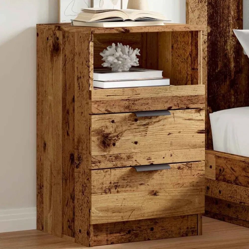 vidaXL Mesita de noche madera de ingeniería envejecida 40x36x65 cm Madera antigua Online