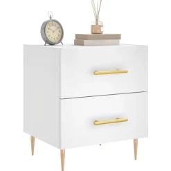 vidaXL Mesita de noche madera de ingeniería 40x35x47,5 cm Blanco Outlet