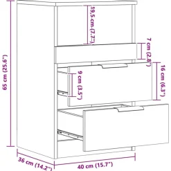 vidaXL Mesas-Mesita de noche madera de ingeniería 40x36x65 cm