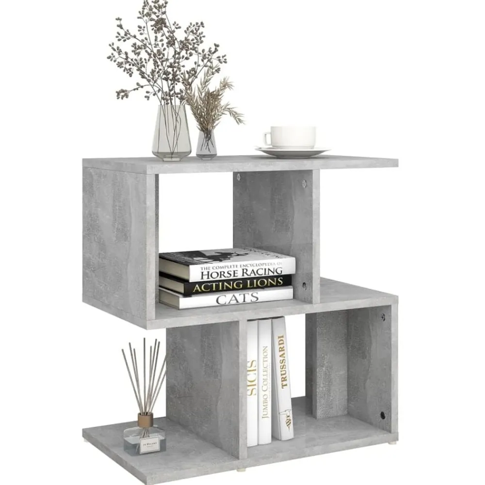 vidaXL Mesas-Mesita de noche madera de ingeniería gris hormigón 50x30x51,5cm