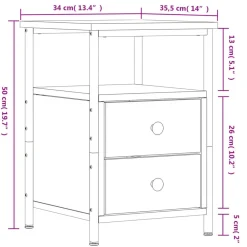 vidaXL Mesas-Mesita de noche madera de ingeniería 34x35,5x50 cm