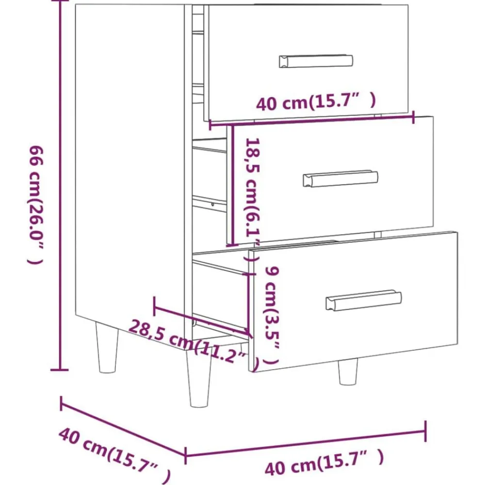vidaXL Mesas-Mesita de noche madera de ingeniería 40x40x66 cm