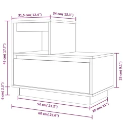 vidaXL Mesas-Mesita de noche madera maciza de pino 60x34x51 cm