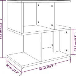 vidaXL Mesas-Mesita de noche madera contrachapada marrón roble 50x30x51,5cm