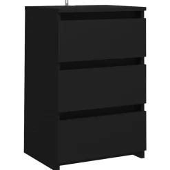 vidaXL Mesita de noche madera contrachapada 40x35x62,5 cm Negro